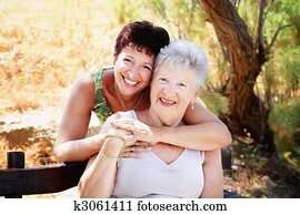Beautiful senior mother and daughter Beautiful senior mother and daughter