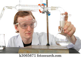 Chemist does experiment