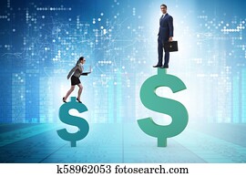 Concept of inequal pay and gender gap between man woman