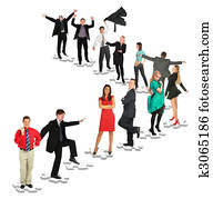 different people taking diverse positions on puzzles collage