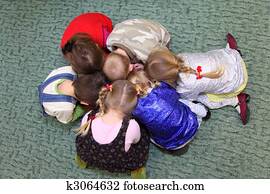 Playing children, top view