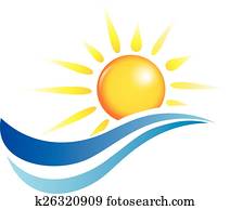 sonne, und, wasser, wellen sonne, und, wasser, wellen