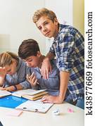 Concentrated children hardly studying at school