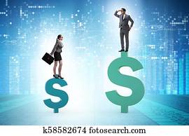 Concept of inequal pay and gender gap between man woman