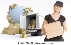 Female courier delivery