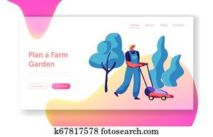 Rasenmäher, gartenbauer Clipart | k2556483 | Fotosearch
