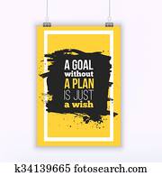 motivação, negócio, citação, um, meta, sem, um, plano, é, apenas, um, desejo, poster., desenho, conceito, ligado, papel, com, escuro, mancha