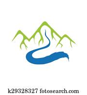 Mountain and river, vector logo Mountain and river, vector logo