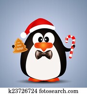 Penguin with Candy cane for Christmas Penguin with Candy cane for Christmas