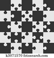 Clipart of 5x5 jigsaw puzzle template - irregular pieces k4999540