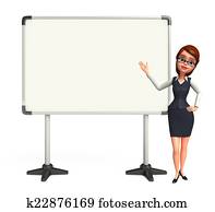 Young office girl with display board