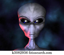 alien portrait with stars