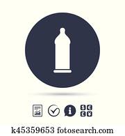 Condom safe sex sign icon. Safe love symbol.