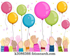 enfants, fête, mains