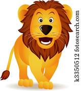 engraçado, leão, caricatura