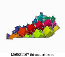 Kentucky KY Homes Homes Map New Real Estate Development 3d Illustration Kentucky KY Homes Homes Map New Real Estate Development 3d Illustration