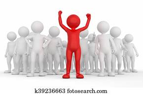 Successful team leader concept. Toon man with his army of people. Successful team leader concept. Toon man with his army of people.
