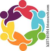 Teamwork circle of 6 people group Teamwork circle of 6 people group