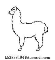 シルエット の アルパカ クリップアート 切り張り イラスト 絵画 集 K7001002 Fotosearch