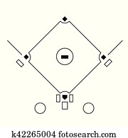 Baseball field template on white background Baseball field template on white background