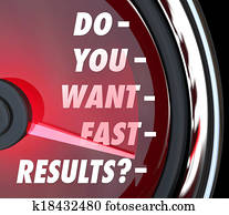 Do You Want Fast Results words on a speedometer to ask if you desire instant gratification or speedy satisfaction to your needs, project, job or quest