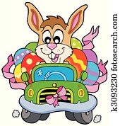 Easter bunny driving car Easter bunny driving car