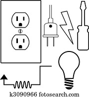 Electrical Repair Contractor Electrician Symbol Icons Set Electrical Repair Contractor Electrician Symbol Icons Set