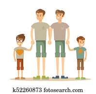 feliz, pares alegres, con, niños