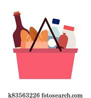 Grocery shopping basket icon