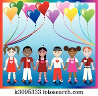 hjerte, balloon, børn, 1