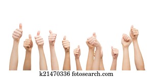 manos, actuación, pulgares arriba