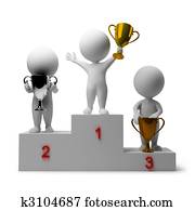 3d small people - rewarding of winners 3d small people - rewarding of winners