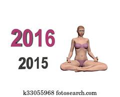 Happy New Year in yoga - 3d render