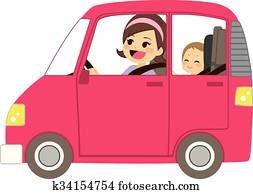 Mom Driving Car With Baby Mom Driving Car With Baby