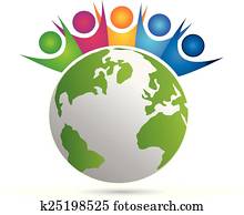 vektor, teamwork, glad, folk, logo