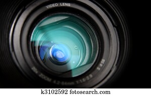 video camera lens close-up