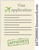 Visa application with approved stamp