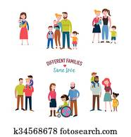 הומוסקסואלי, family,, שונה, סוג, של, families,, צרכים מיוחדים, children,, התערבב, coulpe