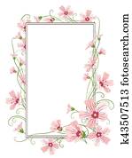 花 フレーム で 手 引かれる 野生の 花 テンプレート ために 結婚式の招待 そして グリーティングカード クリップアート K Fotosearch