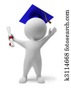 3d, pequeno, pessoas, -, diploma