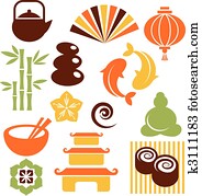 A set of orinental and Zen icons A set of orinental and Zen icons