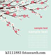 card with cherry twigs in bloom card with cherry twigs in bloom