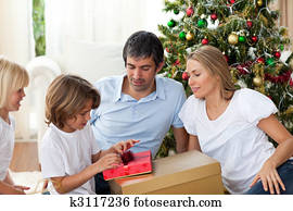 Cheerful family celebrating Christmas