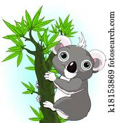 cute, koala, ligado, um, árvore