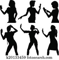 Girl silhouettes taking selfie wit Girl silhouettes taking selfie wit
