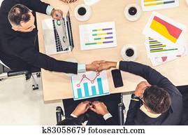 Group business people handshake at meeting table