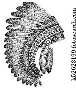 indische, gefieder, kopfschmuck