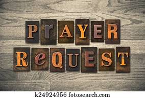 Prayer Request Wooden Letterpress Concept Prayer Request Wooden Letterpress Concept