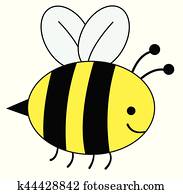 Clip Art of , bee, buzz, cartoon, insect, seasons, spring, u27016847