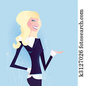 blond, business eny, do, čerň, kostým